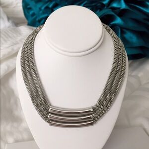 Triple strand bar stainless steel necklace